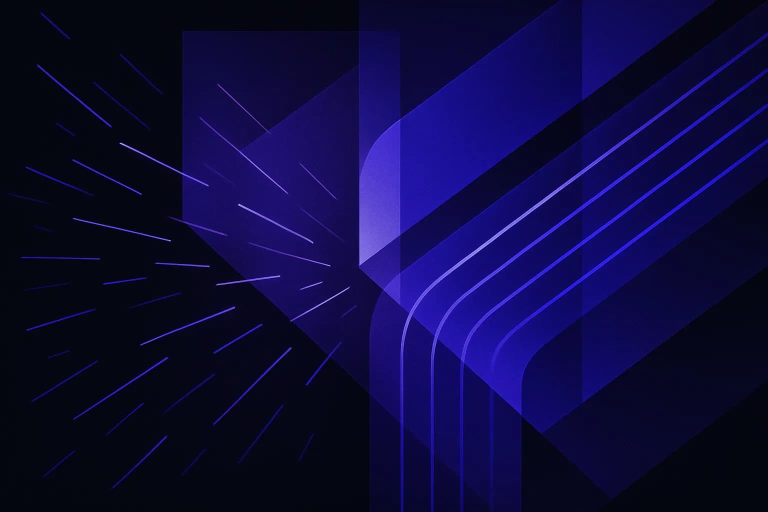 Abstract flowing lines converging into an orderly grid, suggesting scattered requests routed into one system