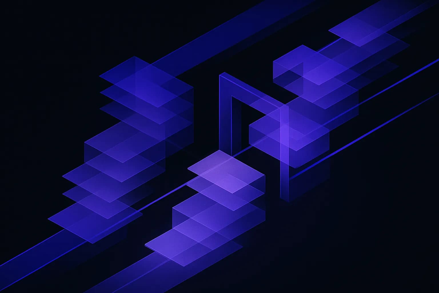 Abstract cover of stacked blocks splitting into two lanes, one moving forward and one held at a checkpoint