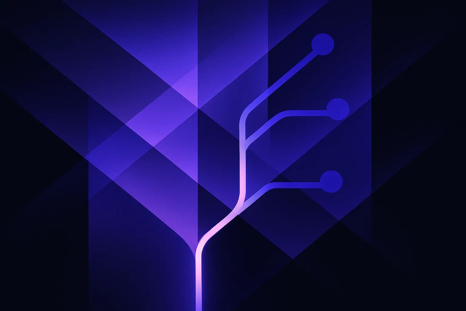 Abstract lines branching from a single point into separate paths, each ending at a distinct marked node