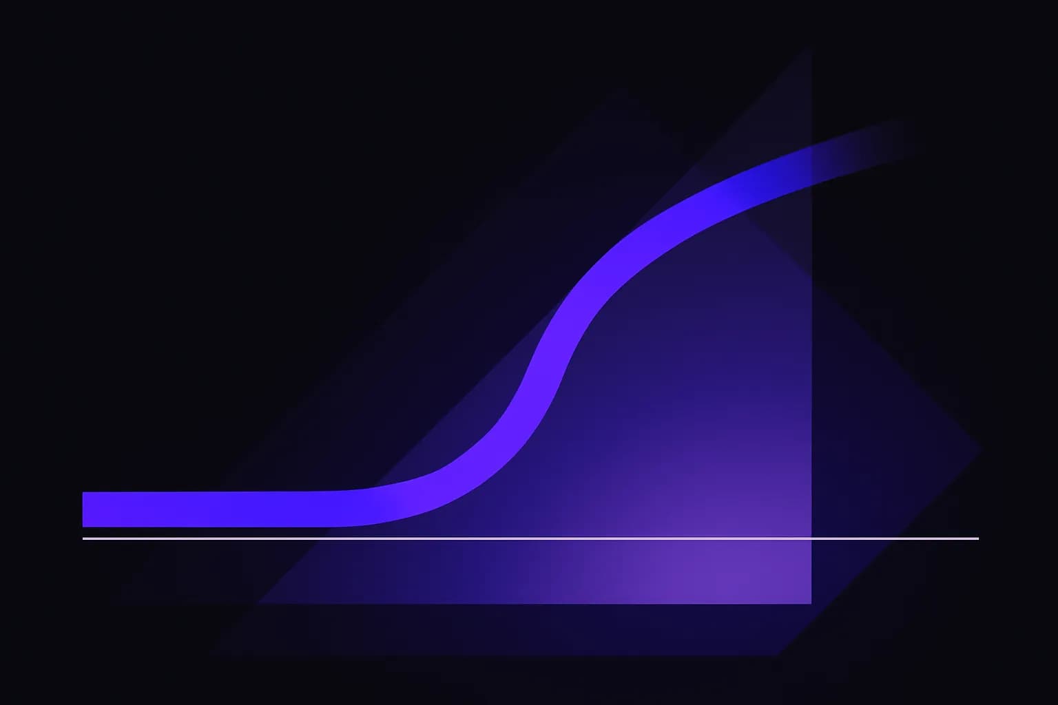 Abstract cover showing a stalled line that restarts and climbs past a fixed baseline marker