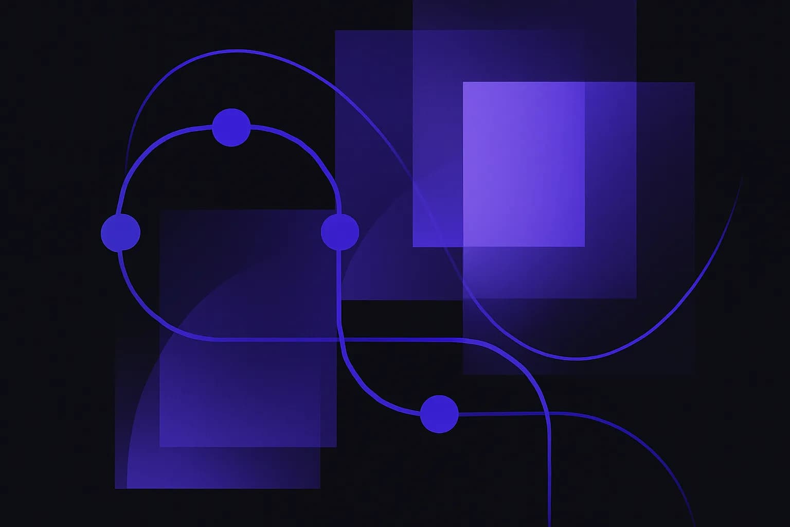 Abstract loop of connected shapes passing a signal around a circle and pausing at a single checkpoint