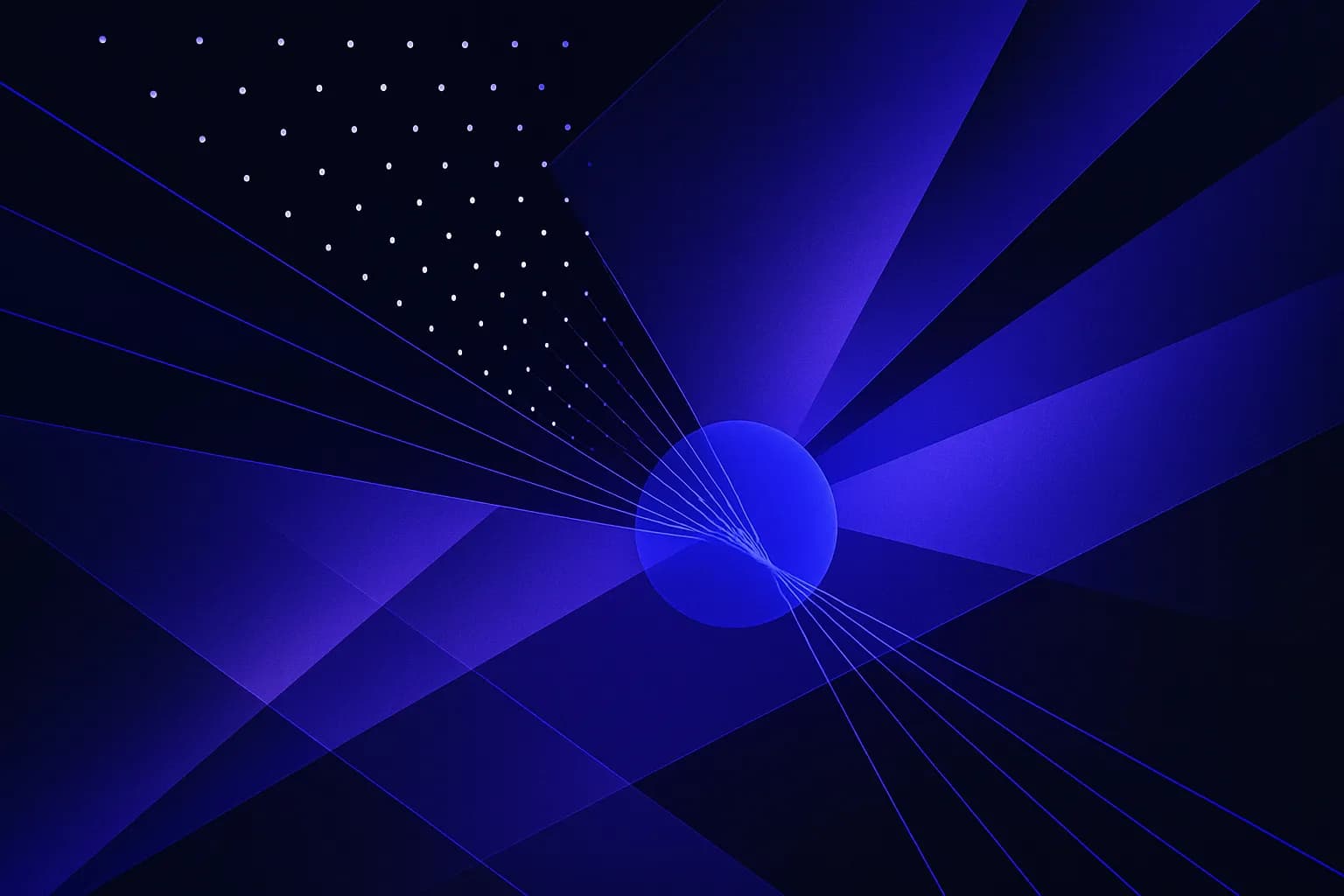 Abstract lines converging from a scattered grid into one steady point, suggesting many records becoming one trusted figure