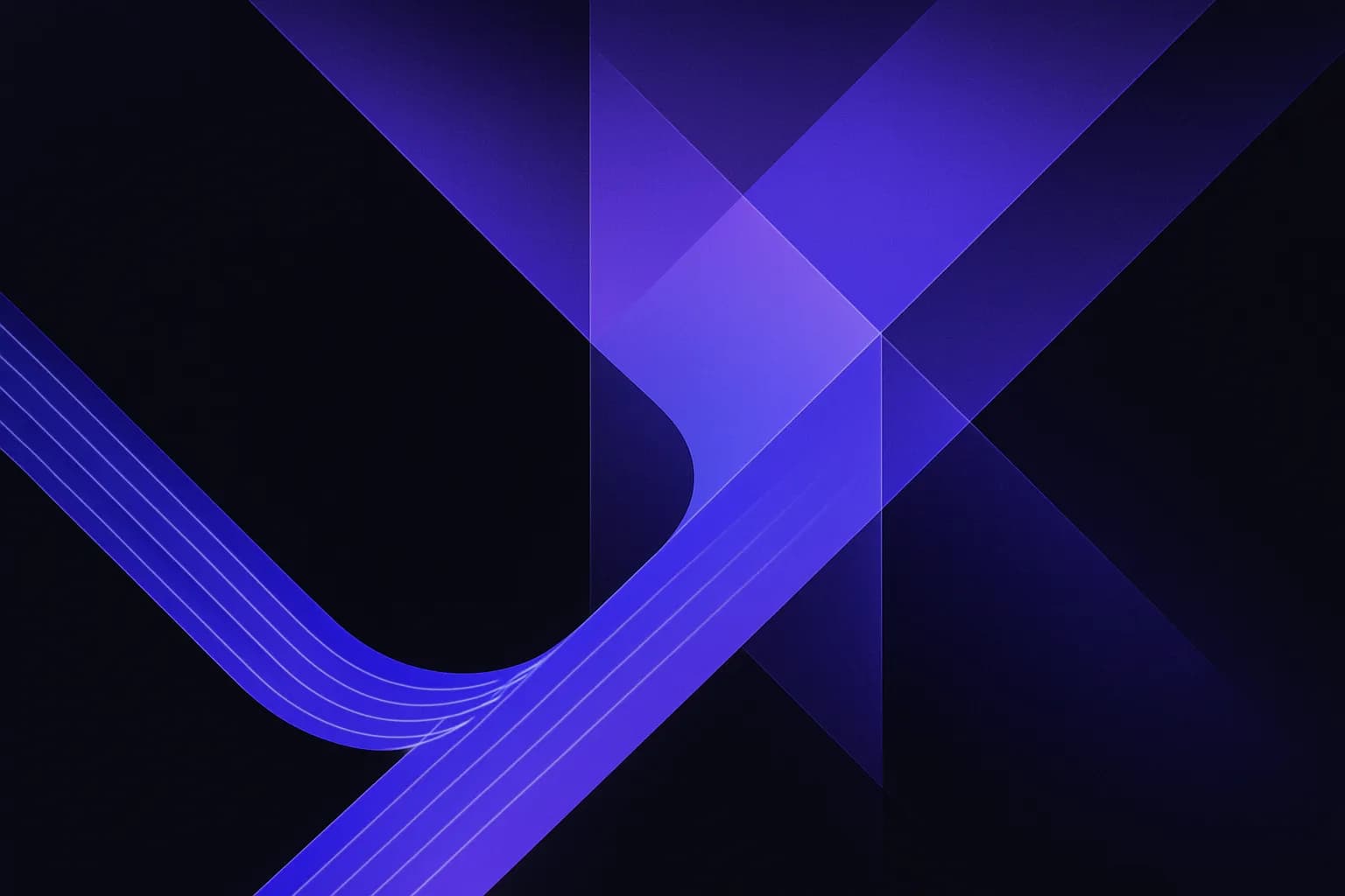 Abstract flowing lines from two sources merging into one channel, then splitting into gated branching paths