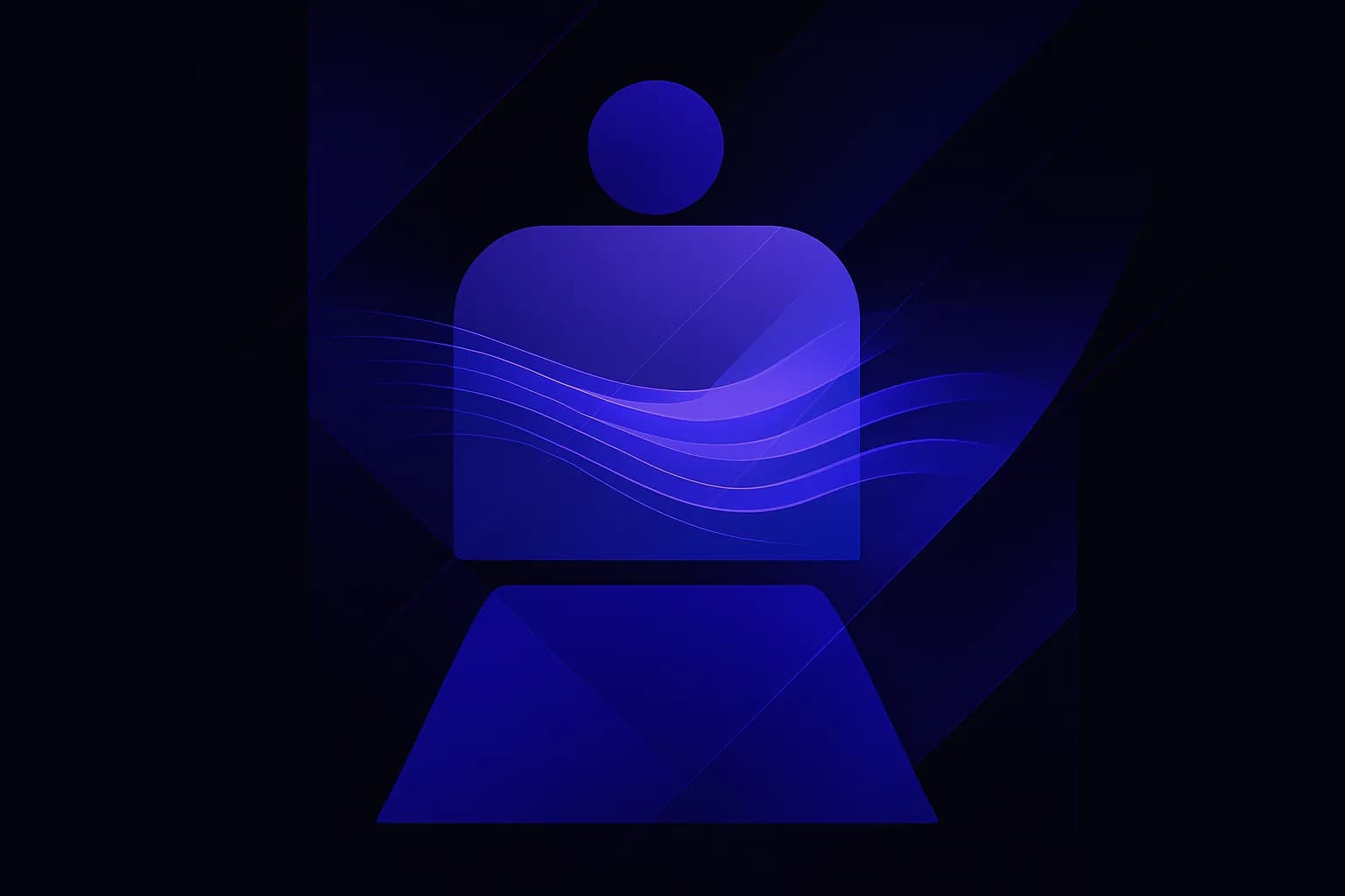 Abstract layered shapes of different sizes, with a mid-sized form carrying most of the flowing movement
