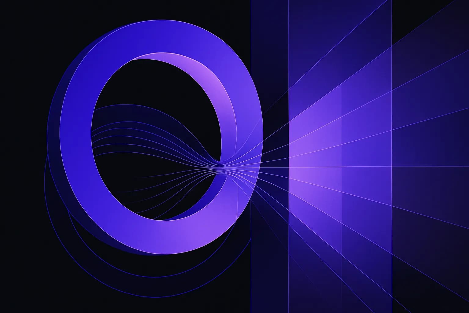 Abstract cover of two nested layered rings, the outer ring gathering flowing lines into a controlled channel