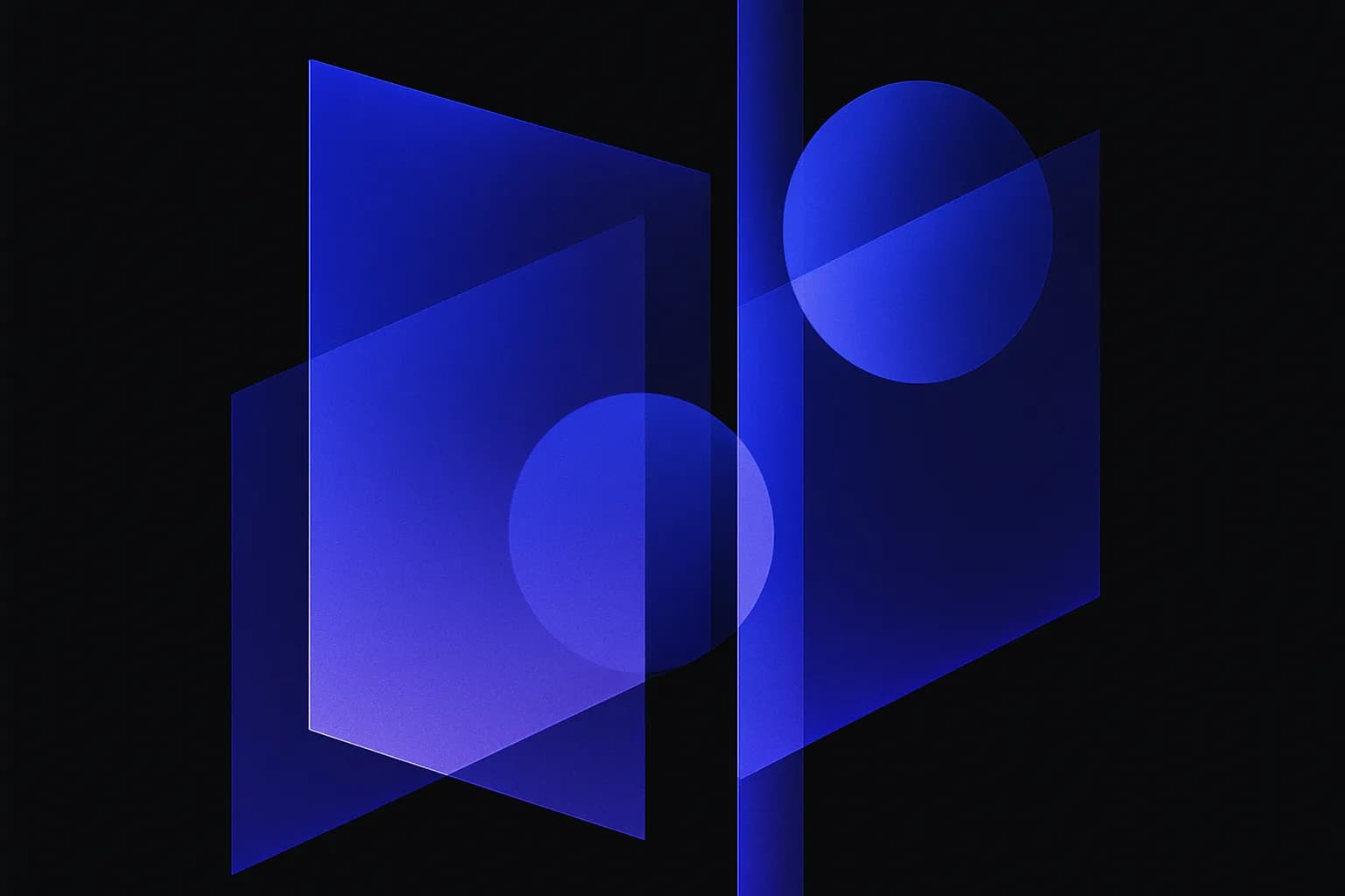 Abstract layered shapes separated by a clear boundary line, some passing through a gate and others held back