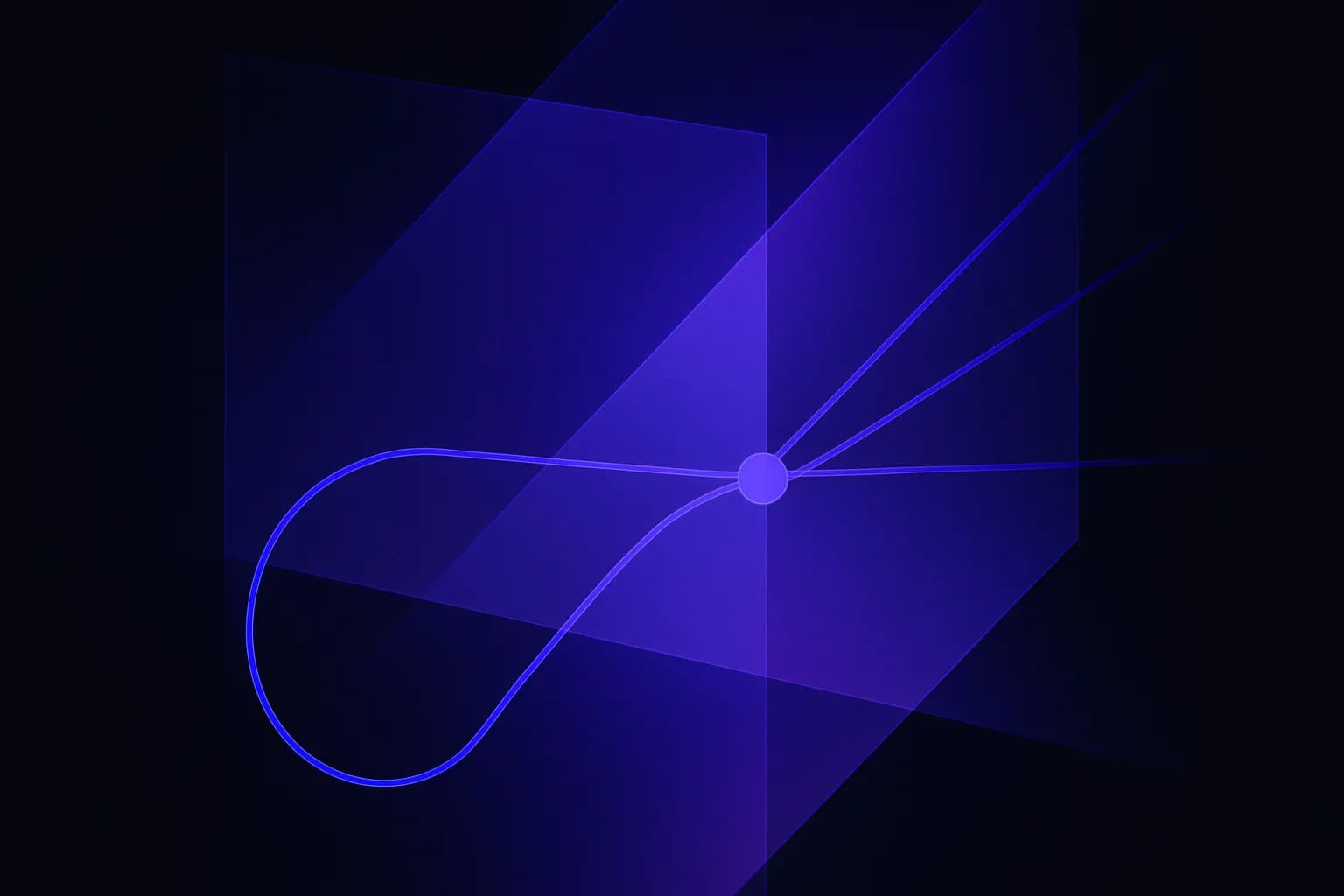 Abstract flow of lines splitting into three paths, one curving back towards a single point of hand-over