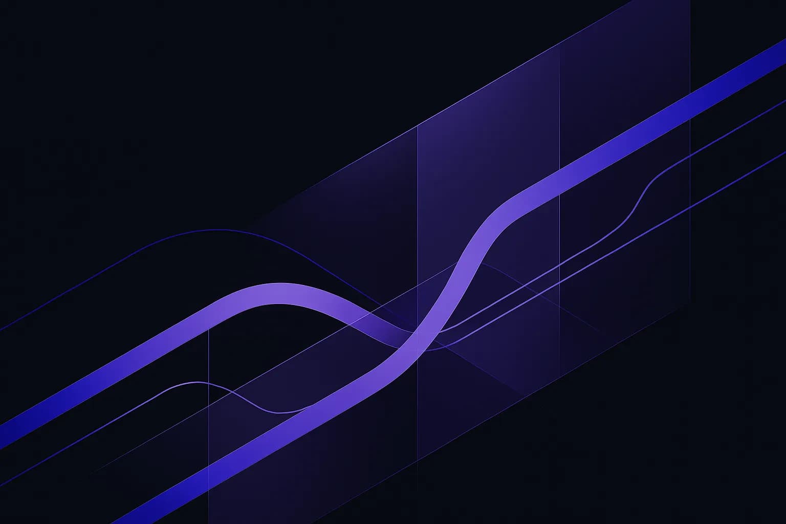 Abstract cover with interlocking paths that merge, split and rejoin, suggesting people and an assistant sharing work