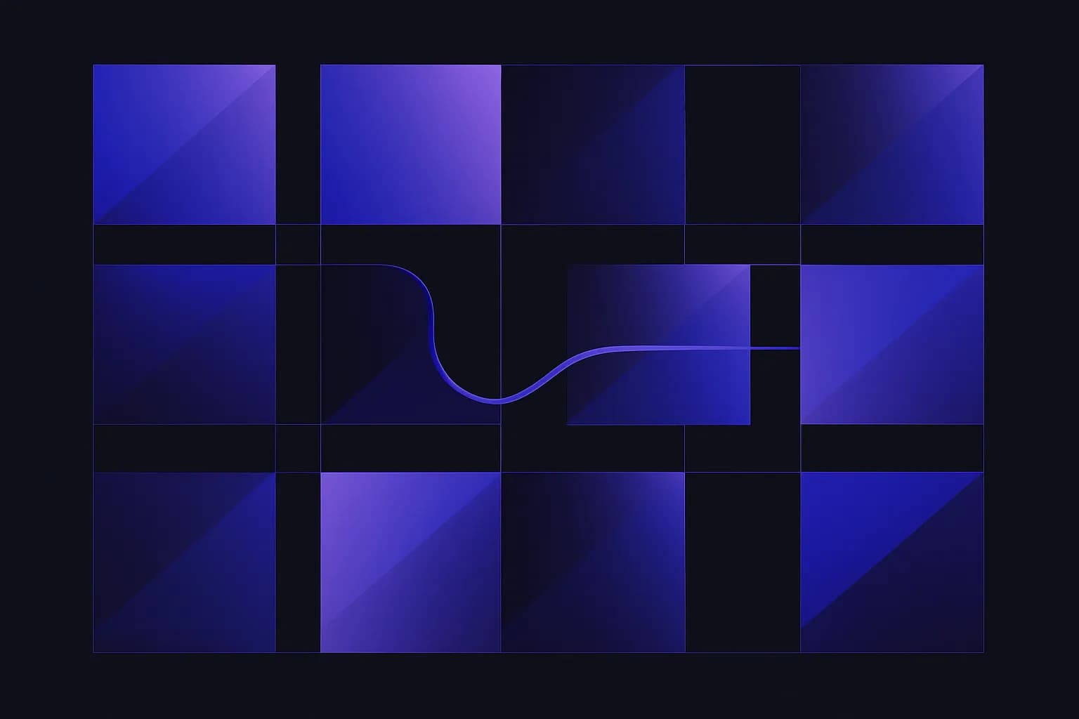 Forme geometriche astratte che si separano in cartelle distinte, con un flusso ordinato che attraversa solo alcune di esse