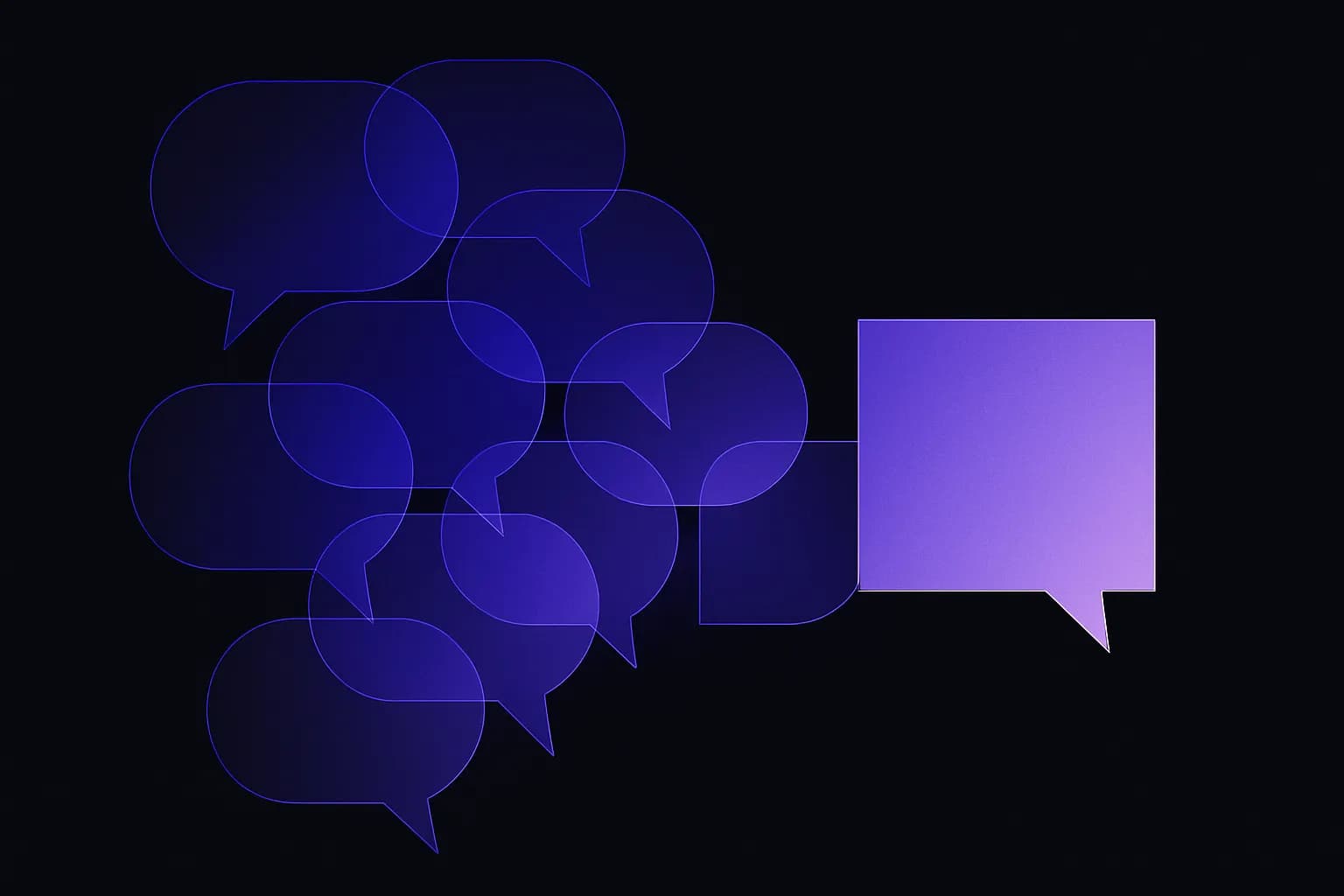 Forme abstracte care trec dintr-un șir de întrebări într-un singur punct fix, ca o conversație care ajunge la o decizie