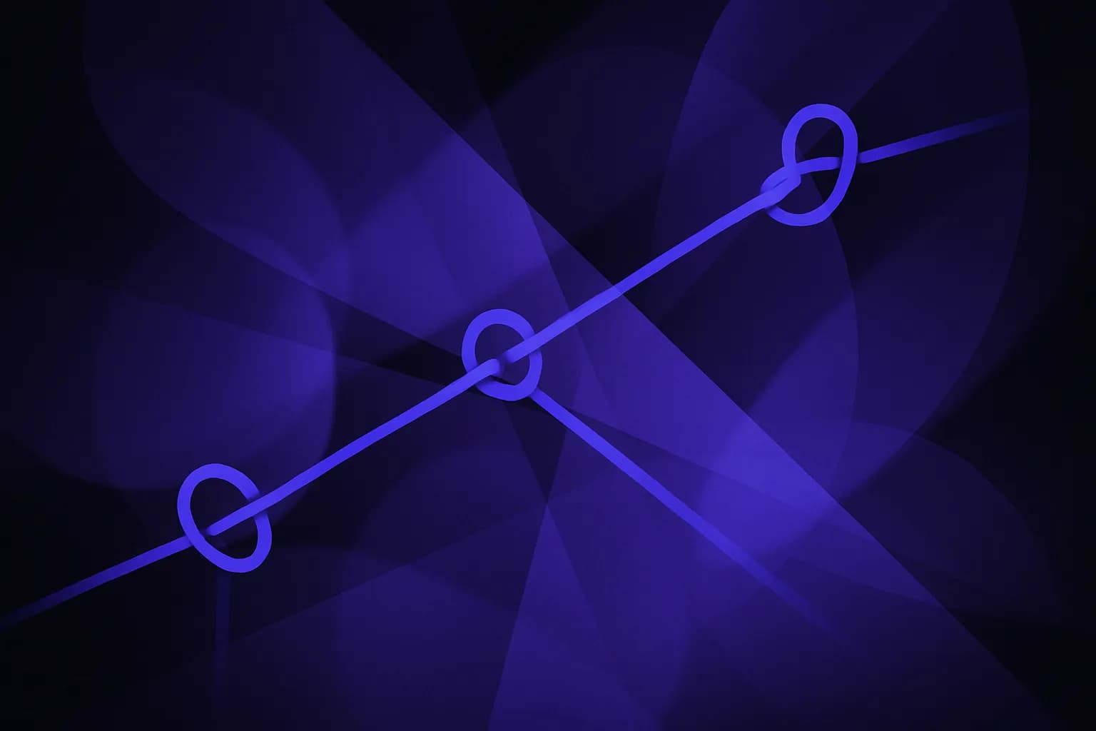 Forme abstracte legate prin câteva linii clare, pe un fundal liniștit, sugerând conexiuni puține și bine alese